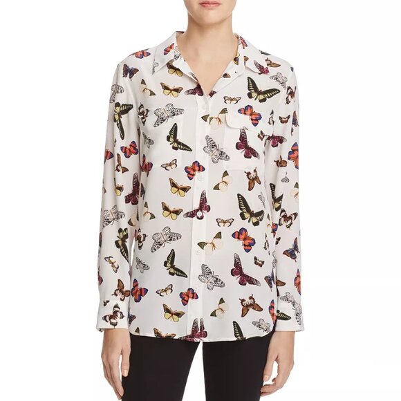 Equipment Slim Signature Silk Shirt Butterfly Print Size Small NEW NWT - Picture 3 of 11